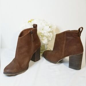 Nordstrom BP LANCE-LEA Leather Brown Block Heel Ankle Booties